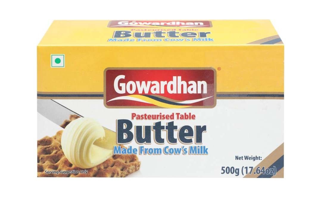 Gowardhan Pasteurised Table Butter Made From Cow's Milk   Box  500 grams